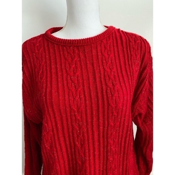 Vintage Diane Von Furstenberg Red Metallic Sweater - Picture 2 of 5